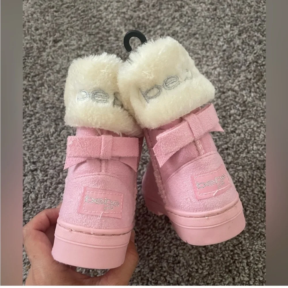 bebe kids (todler) faux fur trim boot pink New